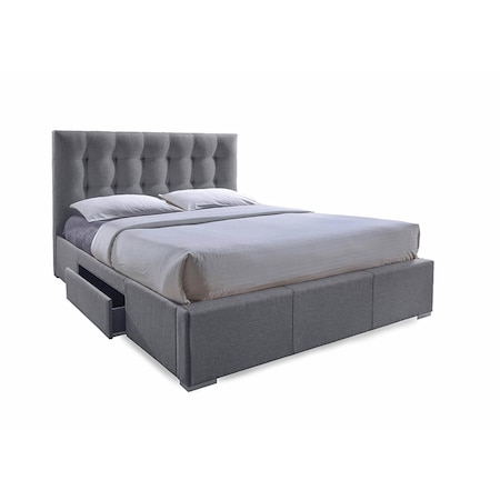 Baxton Studio Sarter Grid-Tufted Upholstered Storage King-Size Bed with drawers 114-6224